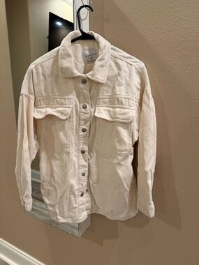 Celebrity Pink Cream Corduroy Shacket Jacket